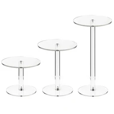 아크릴 원형 디스플레이 받침대 3개 세트 보석 작은 선물 제과 및 소매점 진열용 투명 다층 스탠드, 01 A