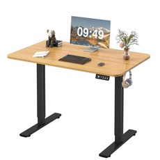 Furmax 55 x 24 인치 전기 높이 조절 가능 스탠딩 책상 대형 스탠드 스탠드 업 책상 홈 오피스 컴퓨터 책상 메모리 T자형 금속 브래킷 블랙 사전 설정, Maple, 40 Inch
