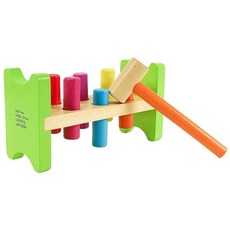 돌아기 손동작 팡팡 망치놀이 원목세트 가정보육 망치두드리기 아기장난감 조카선물, 혼합색상