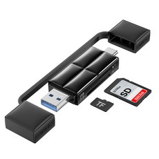 ESSAGER C타입 USB 3.0 멀티 카드리더기 SD/TF, 1개, 블랙, USB3.0