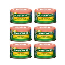 존 웨스트 살몬 연어 통조림 레몬 페퍼 John West Salmon With Lemon Cracked Pepper, 6개, 95g