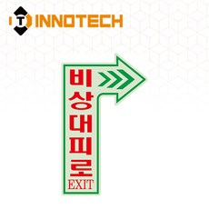벽면용 비상구 비상대피로 화살표 위치표시 우측 스티커400B04-03 175mmX290mm(2개 1SET), 그린_레드계열, 1세트