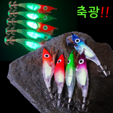 MEN피싱 초강력 축광 수평 크리스탈 에기 왕눈이에기 쭈꾸미 갑오징어 문어 호래기 에깅 루어 크리스탈 야광에기, 빨강머리-축광수평, 10g