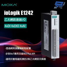 昌運監視器 MOXA ioLogik E1242 2埠乙太網路交換器 乙太網路遠端I/O 4xDI 4xDIO 4xAI, 1個