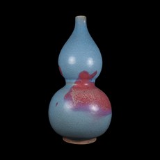 《博古珍藏》元 鈞窯天青釉紫斑葫蘆瓶 早期收藏 老件花瓶瓷器 博物館級文物