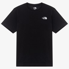 노스페이스 남녀공용 면 기본 반팔 앞뒤 스몰 로고 블랙 티셔츠