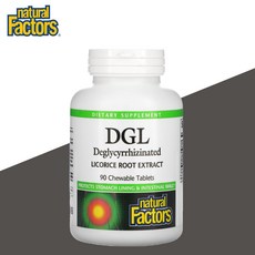 내추럴팩터스 DGL 리코리스 루트 추출물 90츄어블 타블렛 글리시리진을 제거한, 1개