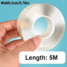 초강력 양면 접착 3M 재사용 나노 테이프 5M 가전 방수 몬스터 강력 2M 벽 스티커 홈 개선 214624, Length 5M Width 2cm