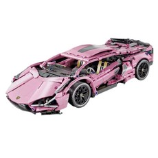 粉色蘭博基尼FKP跑車積木模型，兒童益智拼裝玩具，大人收藏模型車, 1個