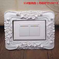 台灣本土貨 開關保護套開關裝飾北歐式樹脂開關貼118型田園創意開關貼開關插座面板裝飾框保護套, 12x7.5（玫瑰純白）