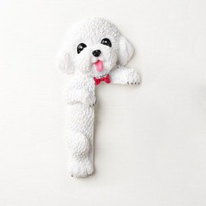 可愛狗法鬥開關裝飾墻貼保護套 現代簡約樹脂動物3D立體插座貼, 白色左立泰迪