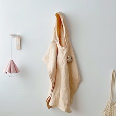 Midodo寶寶浴巾，兒童浴巾，柔軟全棉紗布，帶帽斗篷設計，吸水速乾，呵護新生兒嬌嫩肌膚, 1個, 卡其熊紗布浴巾