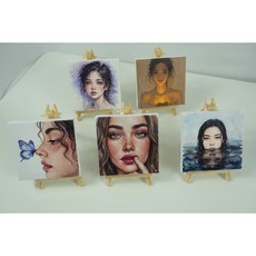 픽셀랩 미니 캔버스액자 이젤세트 인물화 5종 10*10 유화 임파스토 인테리어 액자 UV인쇄 주문제작가능
