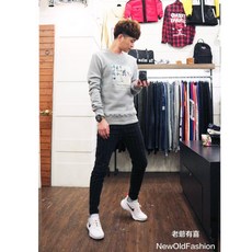 重磅美式滑板圖騰布章厚刷毛大學踢-灰色，新款上市，舒適保暖，潮流個性, 1個, 灰色M號, 灰色