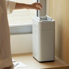 비다체 자동 미니 휴지통 화장실 쓰레기통 자동 센서 냄새 차단 10L 세이지 그레이