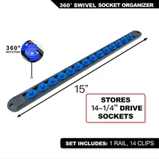 360 ° 회전 ABS 소켓 주최자 1/4인치 프리미엄 품질 클립 레일 홀더 도구 블루 &, 05 1-4(6.3mm)-Blue