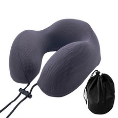DD45記憶棉頸枕 車用頸枕機上用+專用收納包, 深灰色