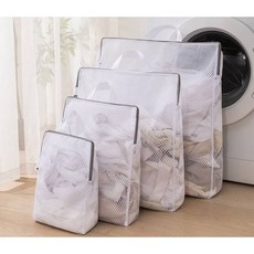蜂窩網加厚手提洗衣袋【4件/套】-洗衣機專用護洗袋、細網洗衣袋、手提洗衣袋, 1個, 白色
