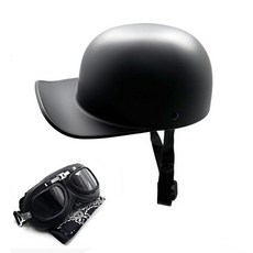 빈티지 야구 오토바이 헬멧 오픈 페이스 하프 캡 고글 포함 남성 및 여성용 성인용 모페드 제트 스쿠터 바이크 스트리트 크루저 차퍼 모자 - DOT 승인(그레이 L, 매트 블랙