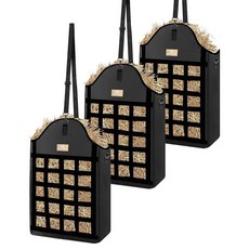 Excoutsty 말용 건초 가방 염소 양 당나귀용 슬로우 피드 건초 봉투 4팩 전면 건초 그물 디자인 600D 강화 옥스포드 건초 사료 가방 큰 입구로 채우고 걸기, 3블랙