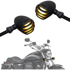 콰스코 모터사이클 LED 방향지시등 방수 알루미늄 방탄 턴시그널 깜빡임 할리 다이나 혼다 야하마 밥버 스즈키 가와사키와 호환되는 유니버설 앰버 표시등, Chrome/Amber