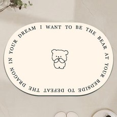 러블리디 귀여운 캐릭터 워셔블 규조토 욕실 주방 미끄럼방지 발매트, 1개, 02.애교곰