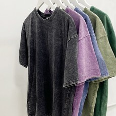 남녀공용 피그먼트 루즈핏 워싱 반팔티