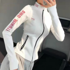 빛나는 판다여성 봄가을 스포츠 점퍼 스판 슬림 캐주얼 트레이닝 점퍼 하이넥 집업 슬림핏 러닝 요가 상의1