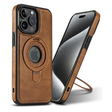 하임하이 거치대 가죽 맥세이프 케이스, iphone14, 브라운, 1개