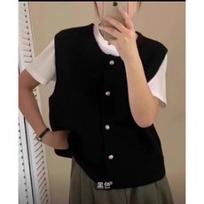 J.Y. 單排釦針織背心 韓系修身女款背心