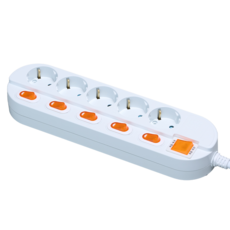고용량 과부하차단 5구 멀티탭 4000w 냉장고 에어컨 개별스위치 멀티콘센트, 1개, 화이트, 1.5m