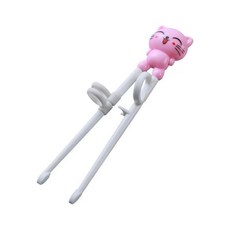 兒童筷 兒童筷子 兒童練習筷 學習筷子 學習湯匙 學習餐具 兒童筷子 8JA5, 1個, 1雙粉貓【無虎口】筷子