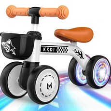 베이비 밸런스 바이크 라이드 온 장난감 만 1-2세용 유아용 자전거 1-2세 남아 여아용 첫 생일 선물 다채로운 조명 무소음 바퀴 페달 없음 안전한 아기 자전거 226, Racing-Black