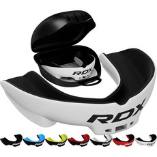 복싱 MMA 킥복싱 무에타이 유도 가라테를 위한 RDX 마우스 가드 - 보관 케이스가 있는 껌 방패 마우스피스 턱 보호기 무술 축구 라크로스 하키 컨택 스포츠 12세 이상, Black White, Junior Below 12 Year