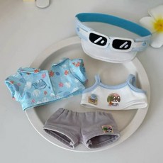 20釐米棉花娃娃服飾配件組 含太陽鏡、帽子、襯衫、上衣、短褲, 太陽鏡小狼四點 帽子 襯衫 上衣 短褲, 1個