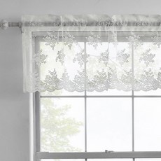 번트 오렌지 러플 레이스 밸런스 윈도우 1 패널 너비 132.1x길이 45.7cm(52x18인치) 코티지 코어 플로럴 가을 시어 러플 밸런스 주방 창문 오버 싱크 로드 포켓 프, 아이보리