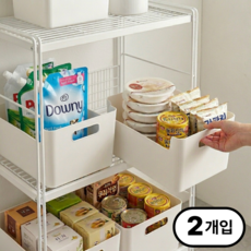 바나르코 손잡이 팬트리 수납정리함, 1세트, 화이트