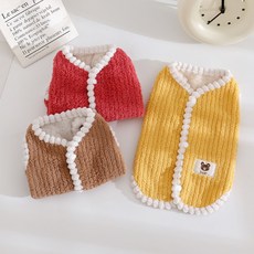 (BND-W60) 폼폼 플리스 조끼 강아지옷 zli+964KD, 레드(핑크)_2XL