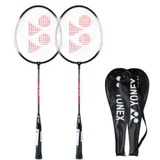 요넥스 배드민턴 라켓 세트 블랙/실버 입문자용 케이스 포함, 2세트, Black/Sliver