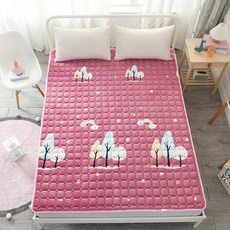 돌침대 토퍼 90x200 벨벳 매트리스 거실용 트렌디, 1cm, 쓰리 트리 핑크