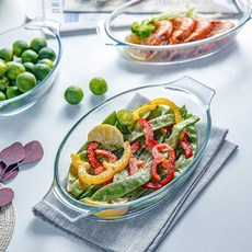 그라탕기 내열유리 타원형 직사각 안전한 오븐용기 전자레인지 오븐 가능 식기, 1개, 베른 유리 파스타디쉬 800ml