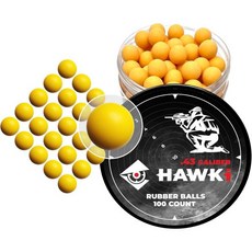 호키 고무공 50 43 구경 재사용 가능 연습용 부드러운 페인트볼 총용 비살상용, .43, 노랑 x 100
