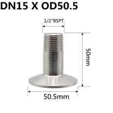 스테인리스 스틸 위생 암나사 육각 페룰 파이프 피팅 트라이 클램프 타입 DN15-DN50 S304 1/2 "3/4" 1 "1-1/4" 1-1/2 "2" 1, 12 DN15 x Ferrule 50.5, 01 SS304