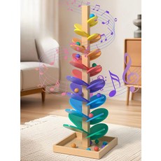레인보우 뮤지컬 트리 공 71cm 꽃잎 나무 6색 조립 음악 및 나무 대리석 조립 무지개 수동 트랙 조기 교육 장난감, 1개, 단일옵션