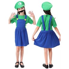 兒童路易吉角色扮演服裝, 兒童綠女S(短袖一件式), 1個