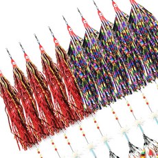 동해 피문어 스커트 채비 야광 크랩 선상 대왕 문어 채비(색동+레드골드), 1세트, 10개입