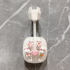 《小日子家居館》卡通 花灑支架 免打孔 創意 家用 浴室淋浴噴頭底座固定神器 萬嚮可調節, 白小想呆開趴白兔粉心