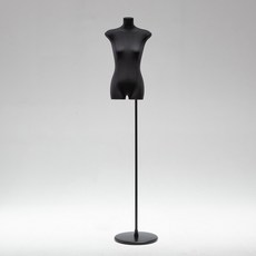 黑色扁身模特道具平胸韓版半身櫥窗陳列女裝服裝店模特展示架全身櫥窗模特兒 擺攤人檯模特兒 人形模特兒, 黑扁身/黑色加厚圓盤