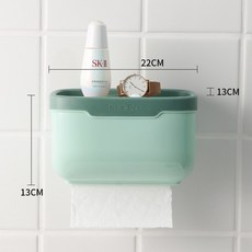 다용도 화장실 욕실 선반 휴지걸이 화장지걸이 방수 물튀김 방지, 1개, 플래그십올리브그린대형무타공
