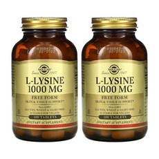 [1+1] Solgar 솔가 엘 라이신 1000 mg 100정 L 라이신 Lysine 솔땡 고약사 약들약 2개, 1개